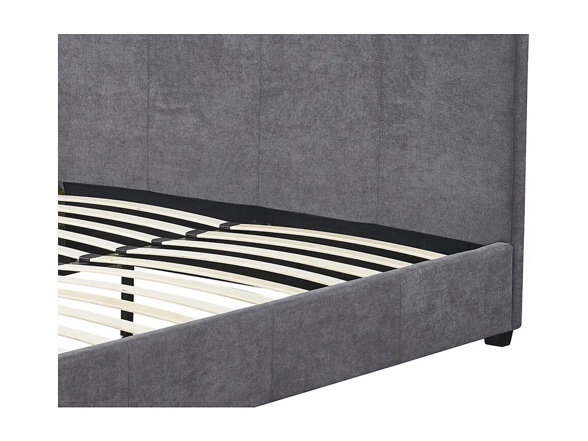 Lit double ROMA – 140x200 cm – PU gris – Sommier inclus – Design moderne – Structure MDF