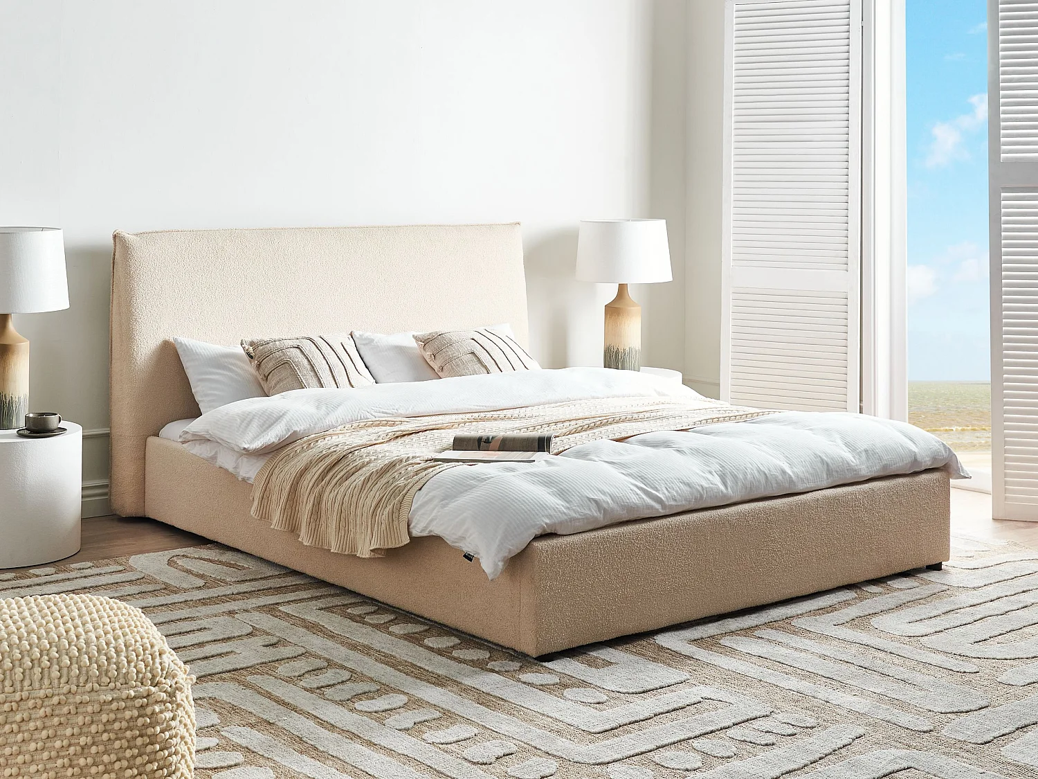 Wasserbett Bouclé LAVAUR 160 x 200 cm Beige