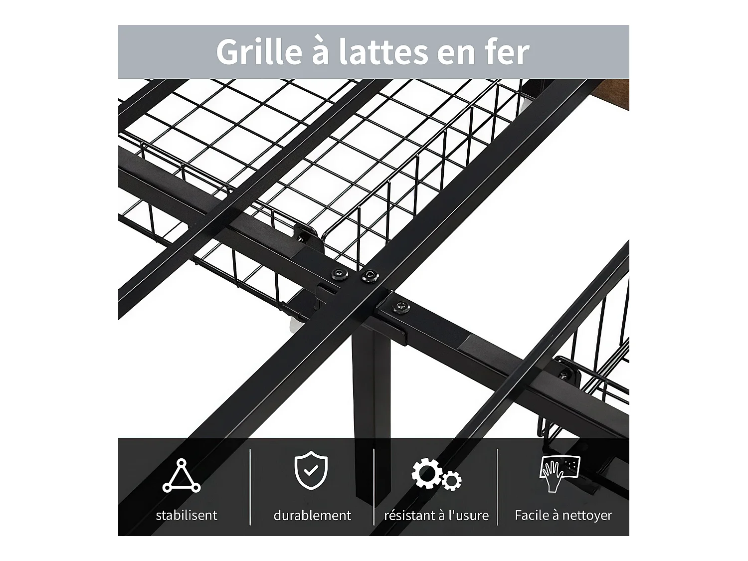 Cama de casal estofada, 160 x 200 cm, com cabeceira LED e tomada USB, estrutura de cama metálica, preta