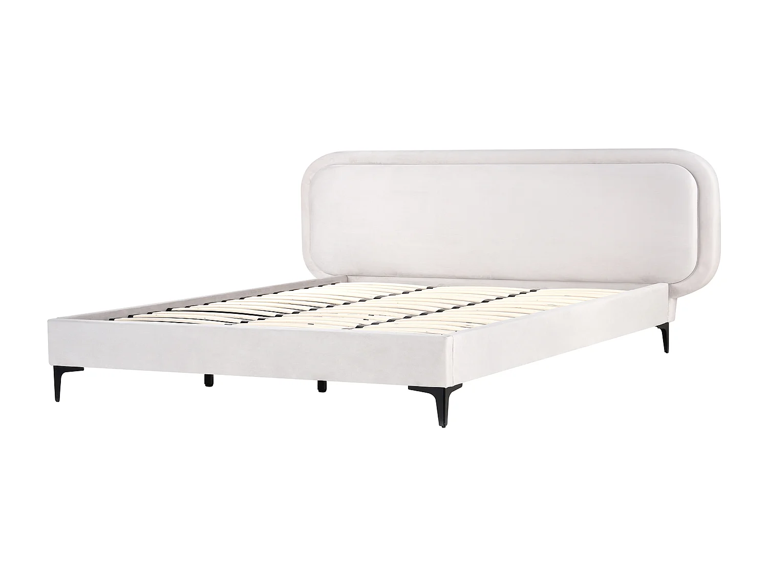 Lit avec sommier Velours SUZETTE 180 x 200 cm Gris clair