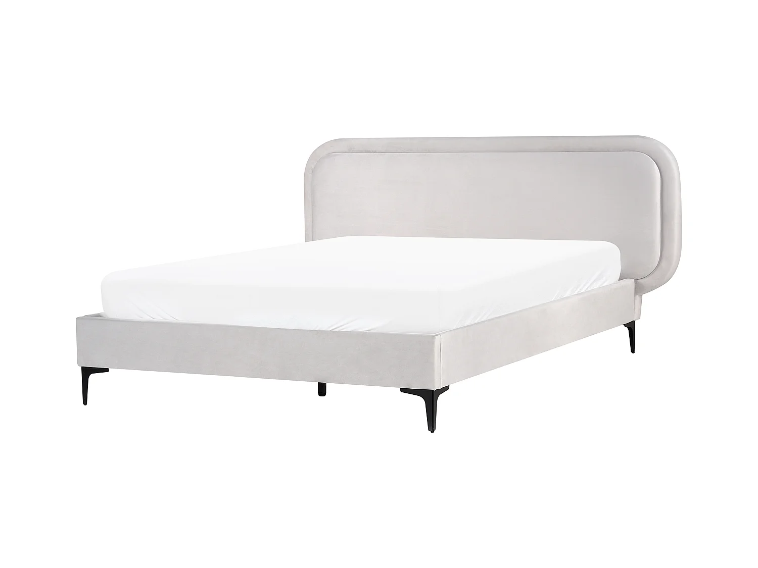 Lit avec sommier Velours SUZETTE 140 x 200 cm Gris clair