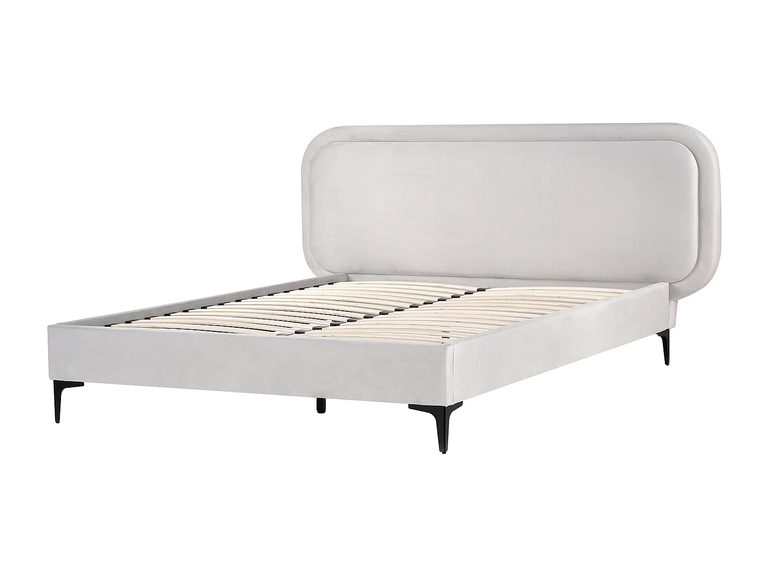 Lit avec sommier Velours SUZETTE 140 x 200 cm Gris clair