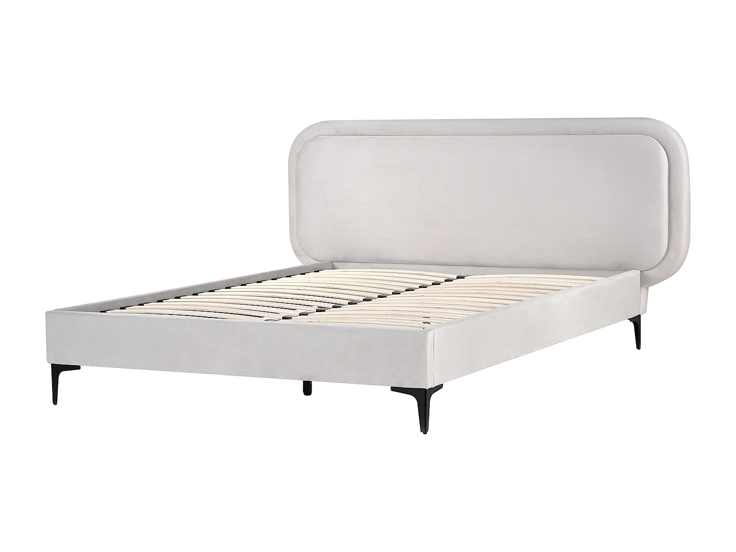 Lit avec sommier Velours SUZETTE 140 x 200 cm Gris clair