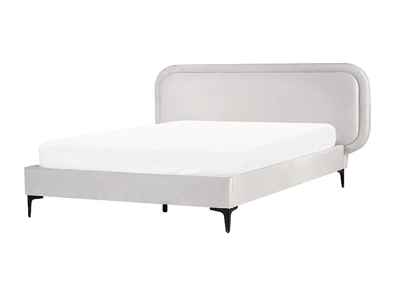 Lit avec sommier Velours SUZETTE 140 x 200 cm Gris clair