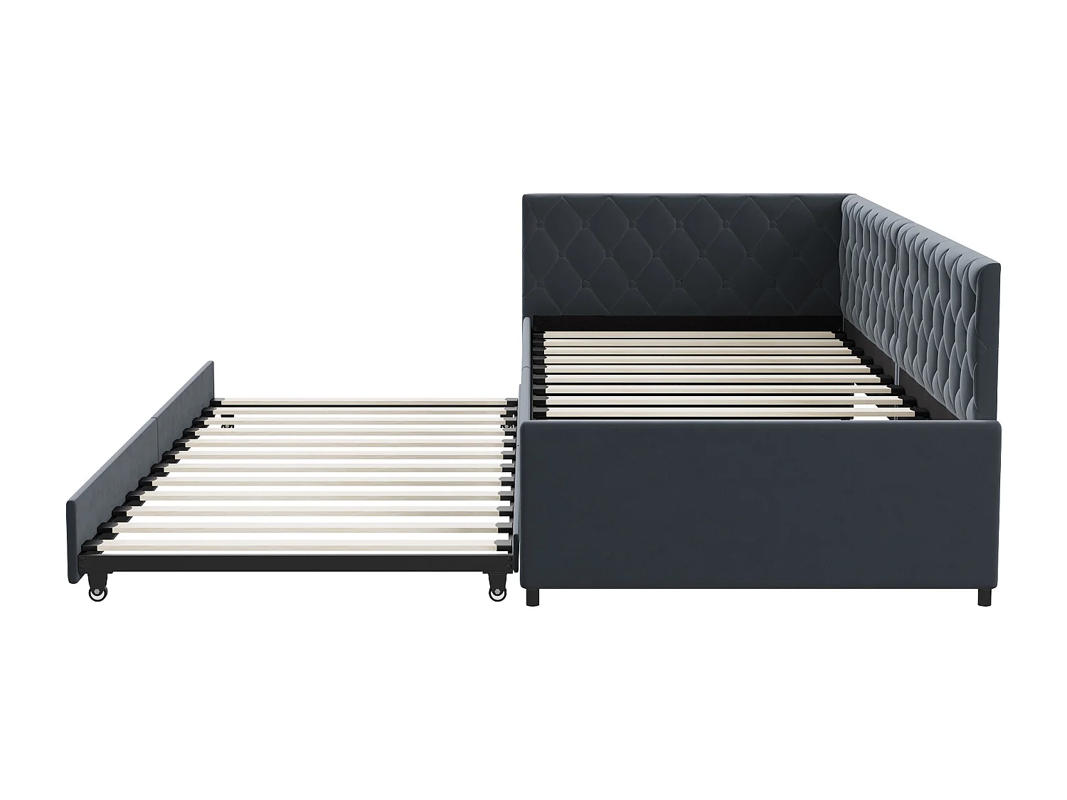 Divano letto trasformabile 90/180 x 200 cm, divano letto 2 posti estraibile con rete a doghe, Grigio