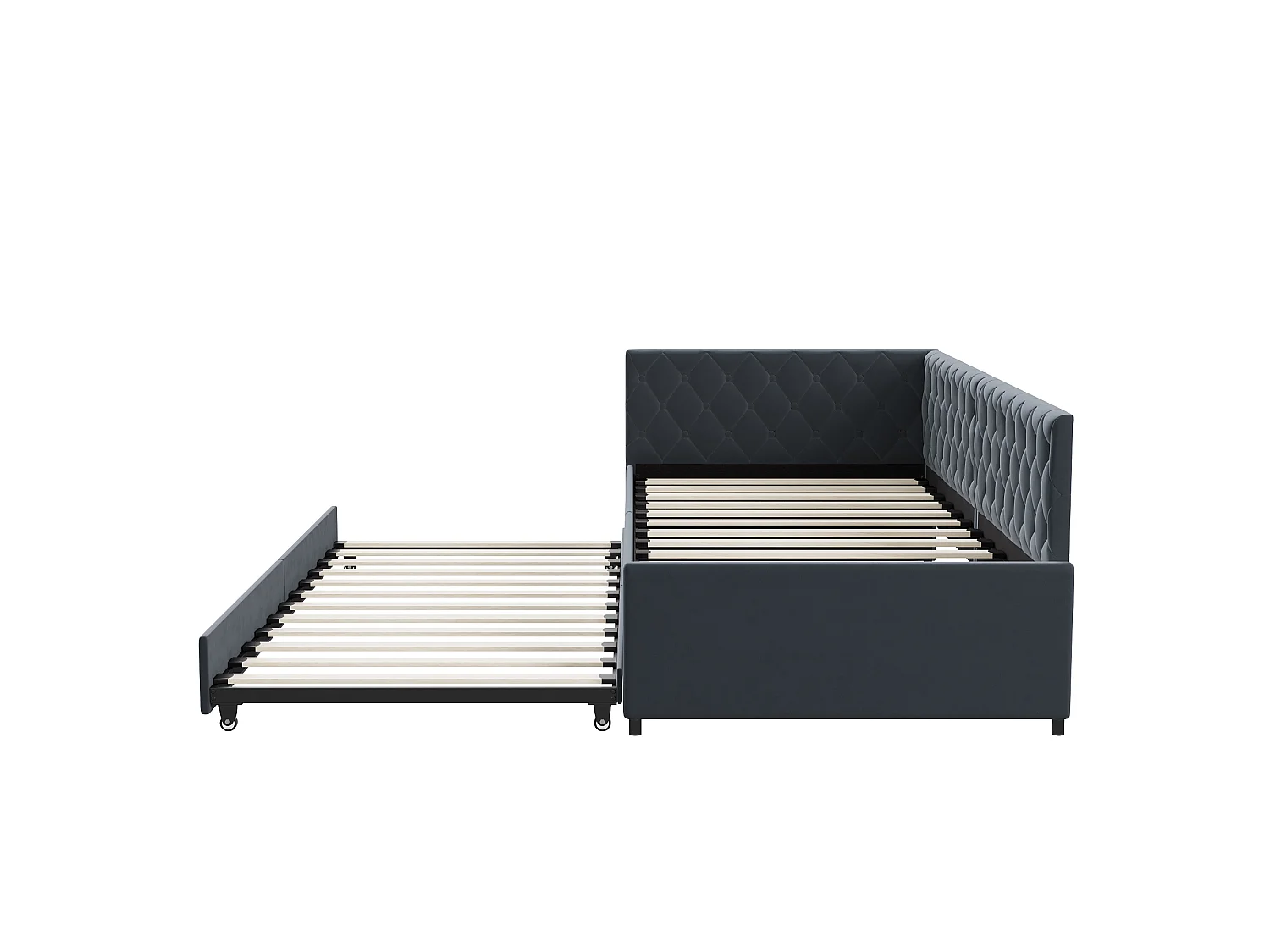 Sofá-cama conversível 90/180 x 200 cm, sofá-cama de 2 lugares com base de ripas, cinza