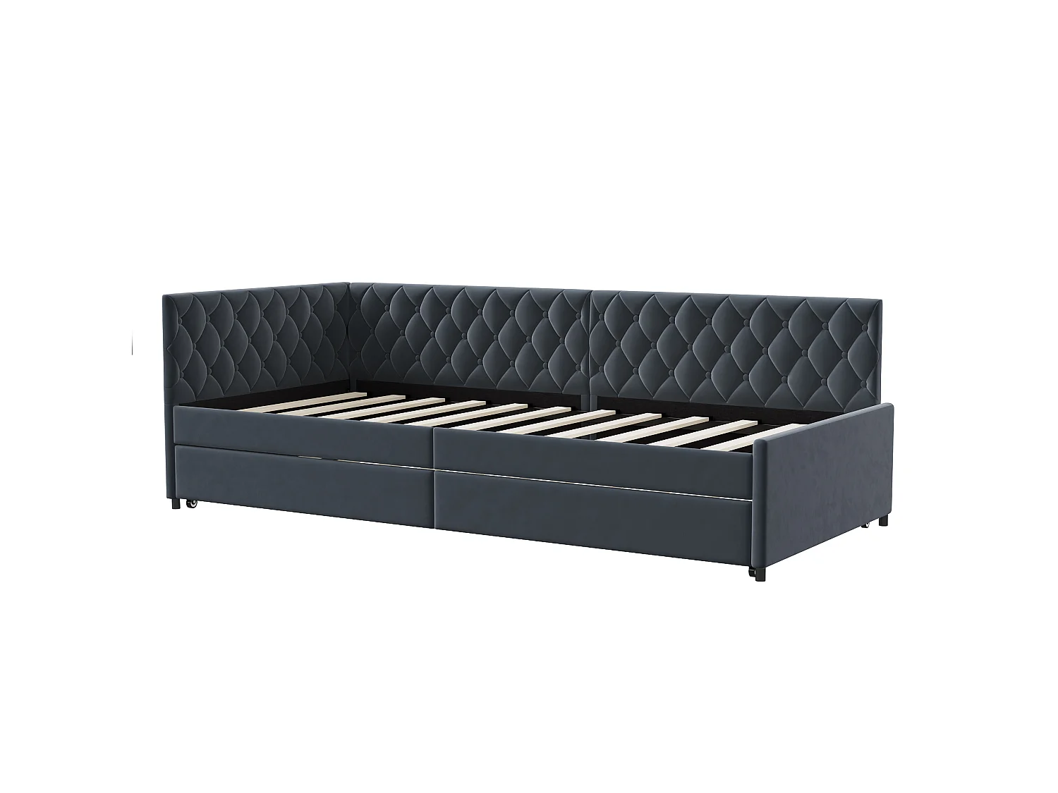 Sofá-cama conversível 90/180 x 200 cm, sofá-cama de 2 lugares com base de ripas, cinza