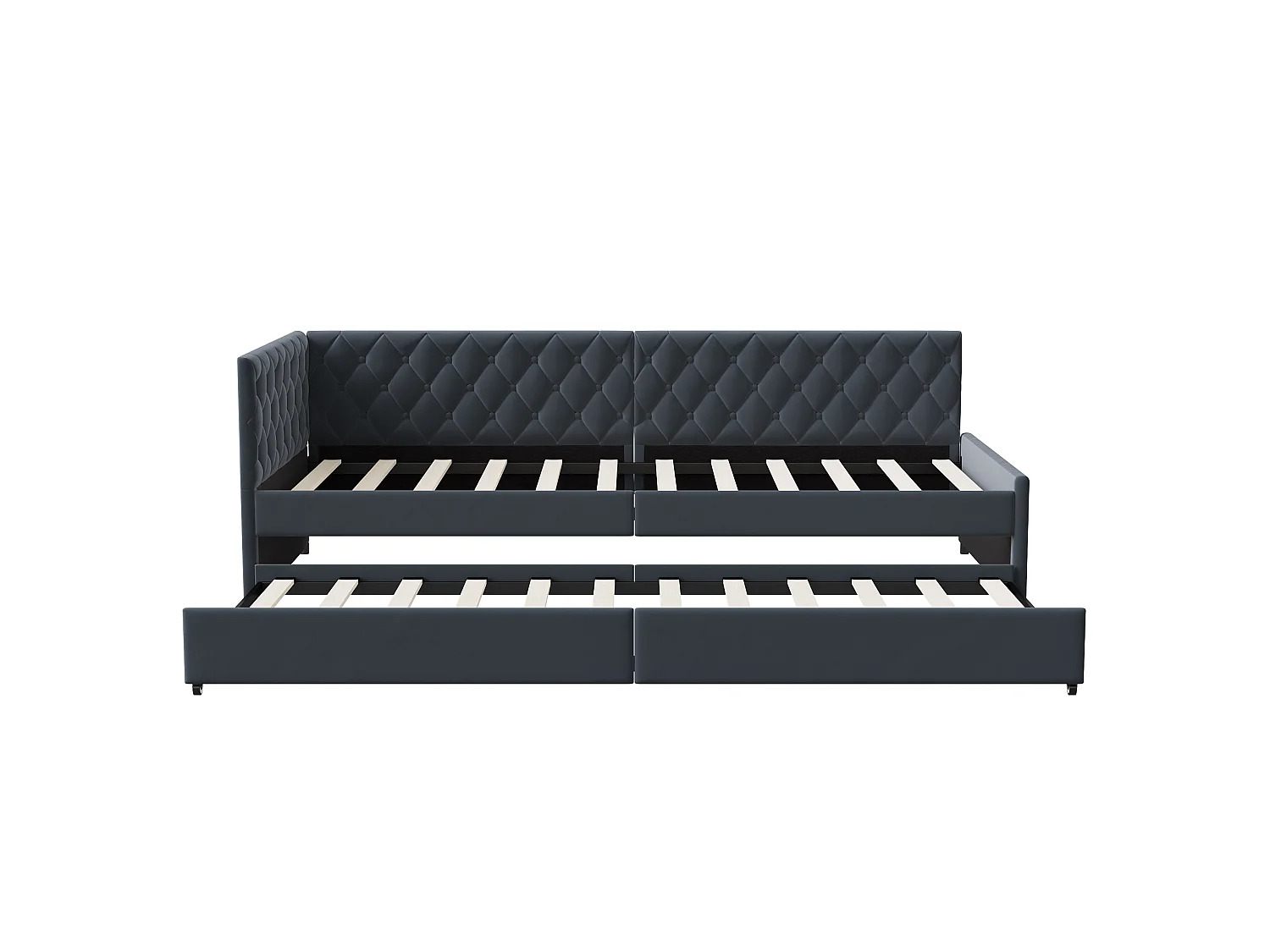 Sofá-cama conversível 90/180 x 200 cm, sofá-cama de 2 lugares com base de ripas, cinza