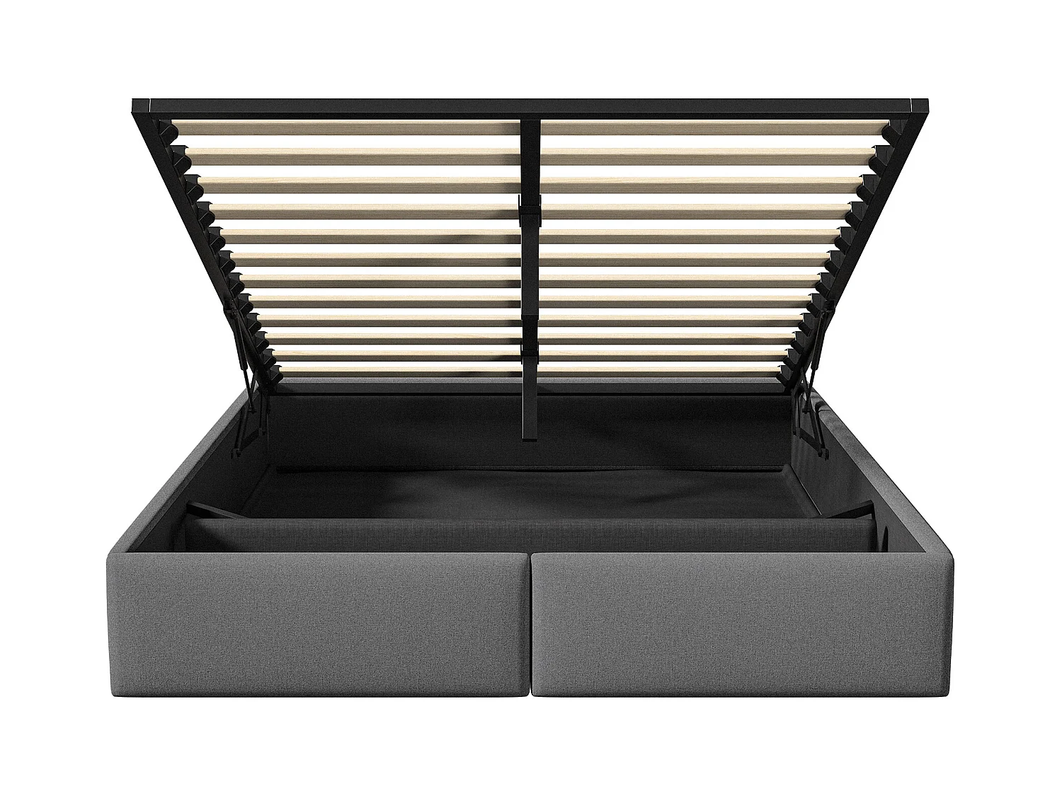 Cama de casal plataforma 140 x 200 cm, com arrumação, sem cabeceira, com estrado de ripas, cinza