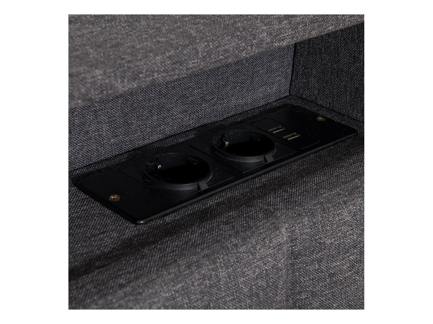 Cama estofada, 140 x 200 cm, com LED e carregamento USB, funcional, espaço de armazenamento, cinza