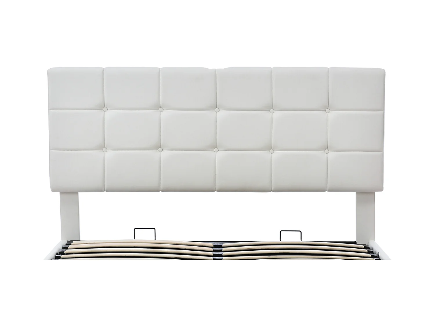 Lit Rembourré 140 X 200 Cm avec LED Et Rangement par Levage Hydraulique, Lit Double, PU , Blanc