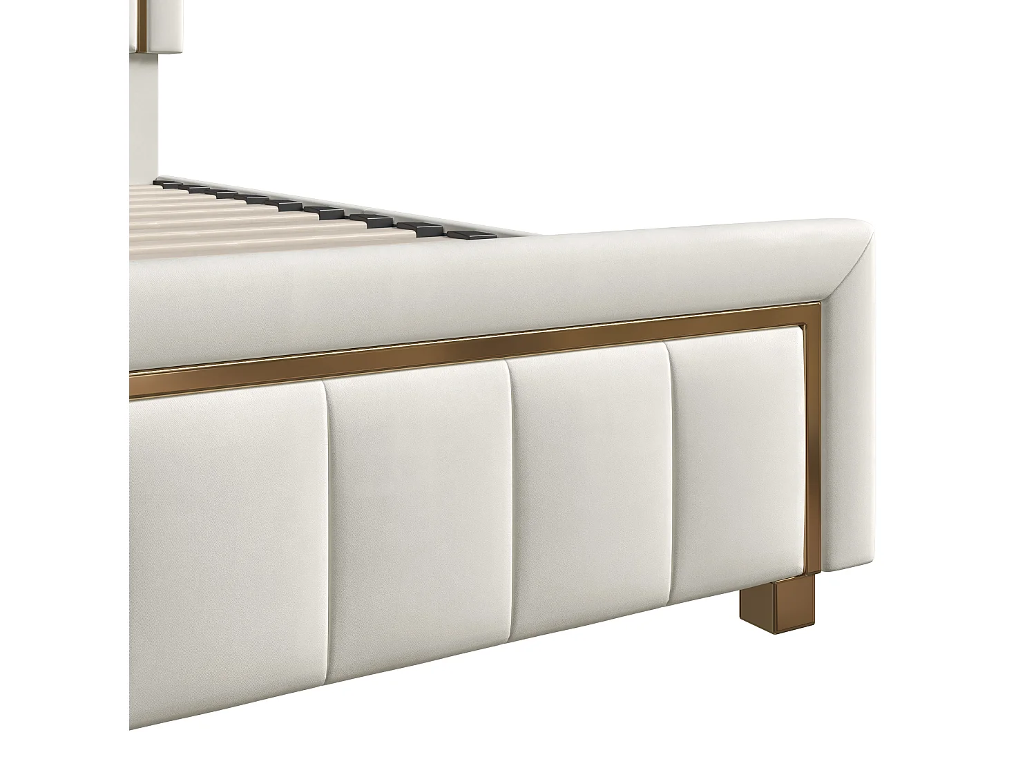 Letto 160x200 cm con base, testiera dal design verticale, contenitore integrato sotto il letto, beige