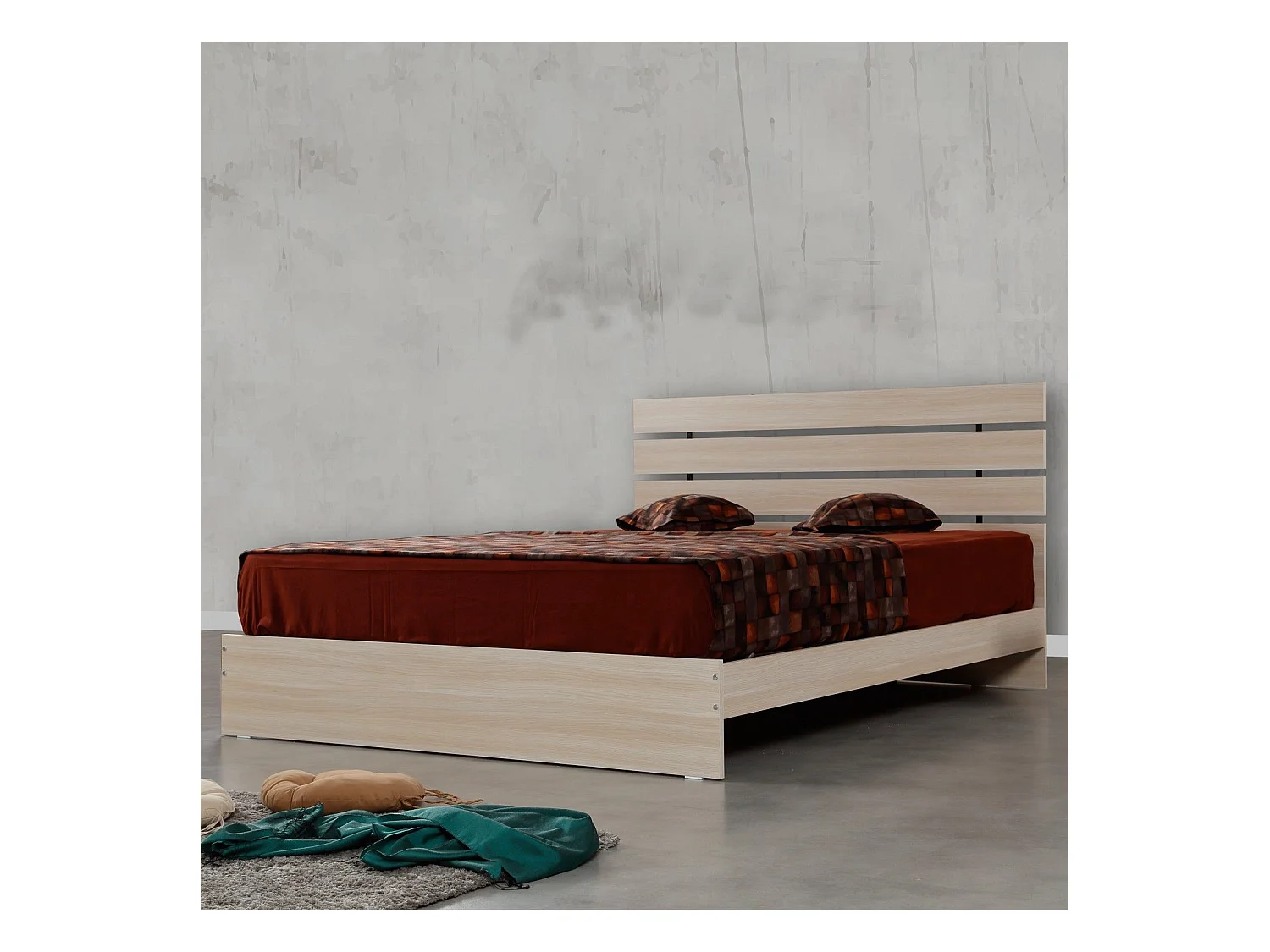 Cadre de lit double Zoden 140x190cm Bois Chêne