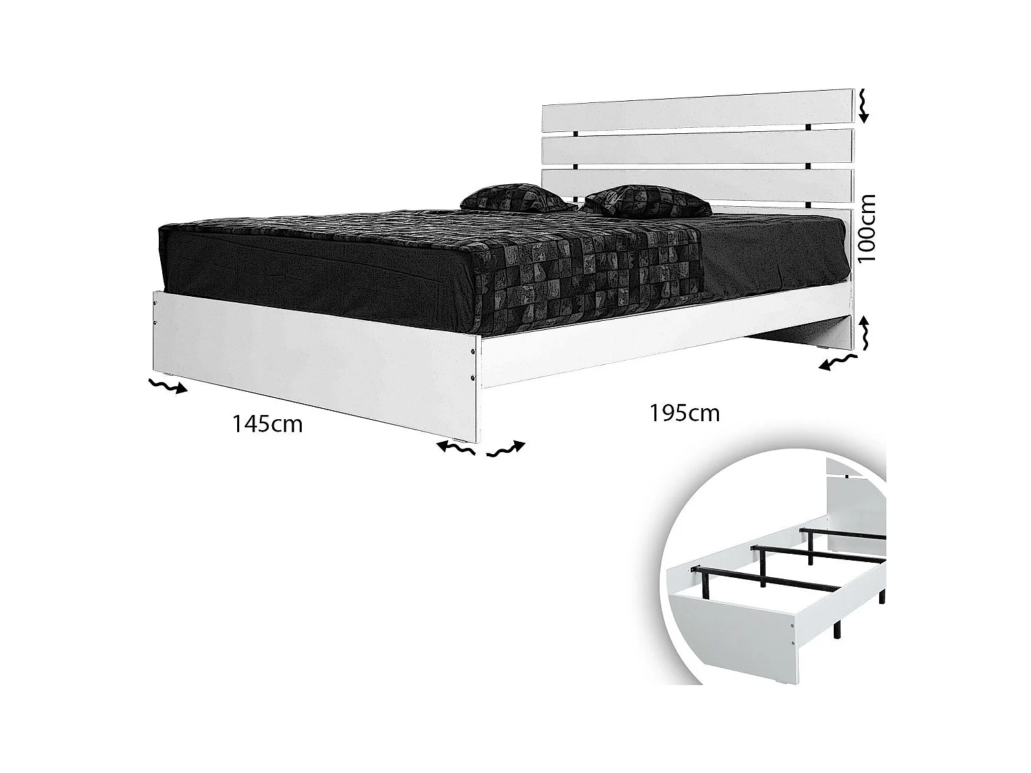 Cadre de lit double Zoden 140x190cm Bois Chêne