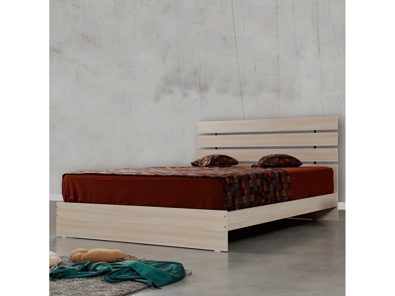 Cadre de lit double Zoden 140x190cm Bois Chêne