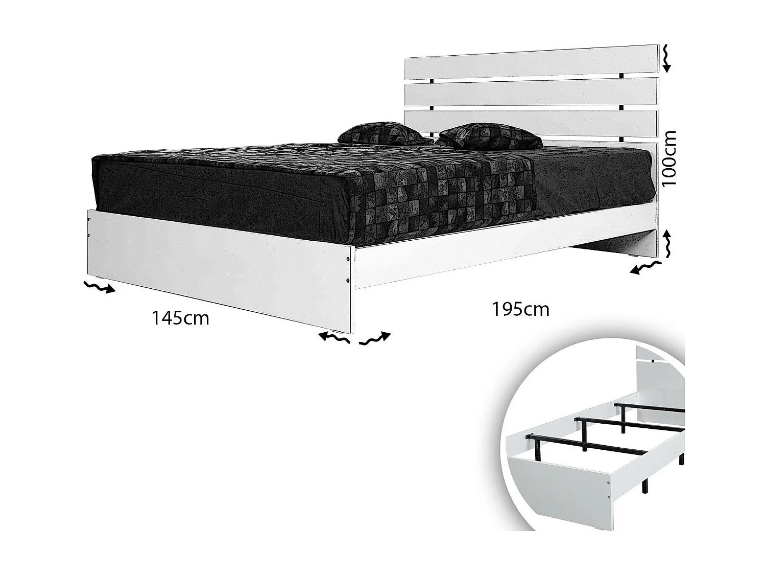 Cadre de lit double Zoden 140x190cm Bois Chêne