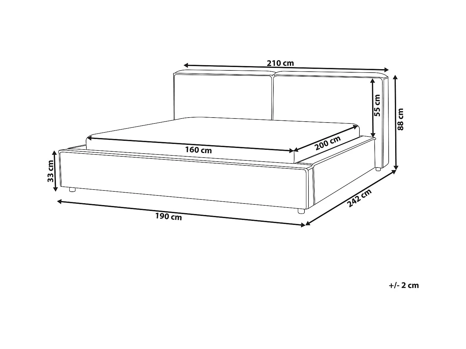 Lit à eau Tissu LINARDS 160 x 200 cm Marron clair