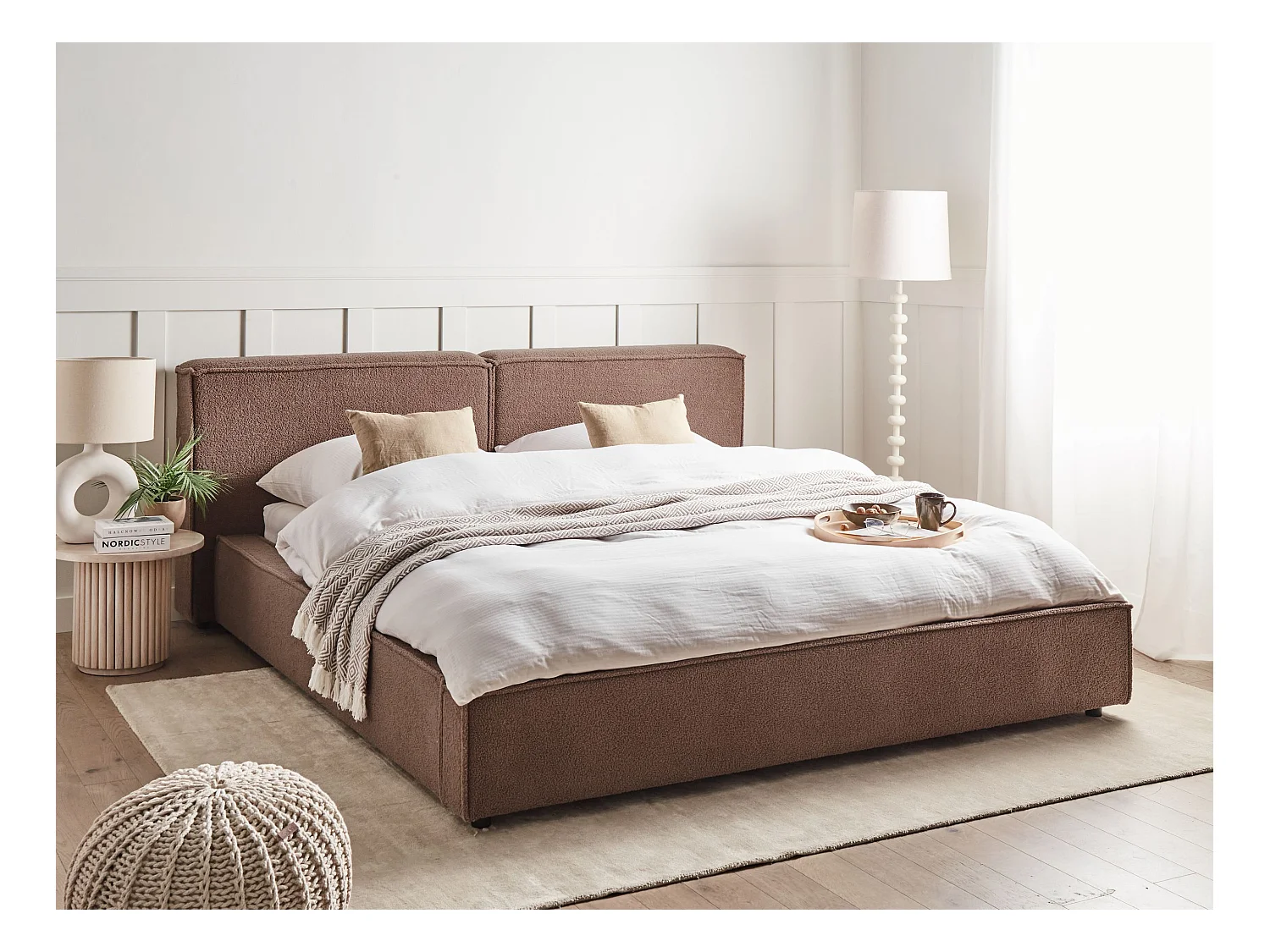 Lit à eau Bouclé LINARDS 160 x 200 cm Marron