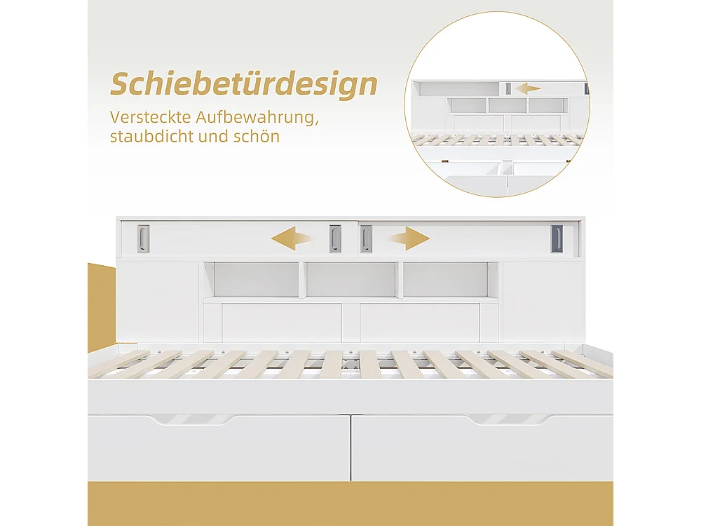 lit avec rangement enfant 140x200 lit multifonctionnel avec tiroirs étagère et placard de rangement coffre de lit avec espace de rangement blanc