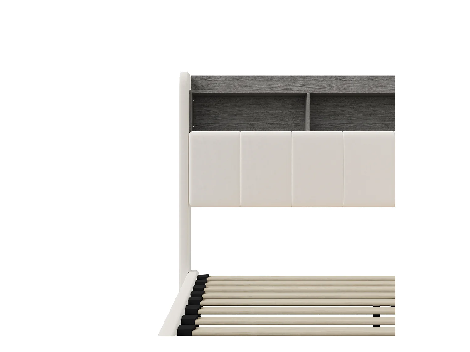 Letto contenitore 160x200 cm con porta USB e LED, letto matrimoniale, struttura letto con base, velluto, bianco