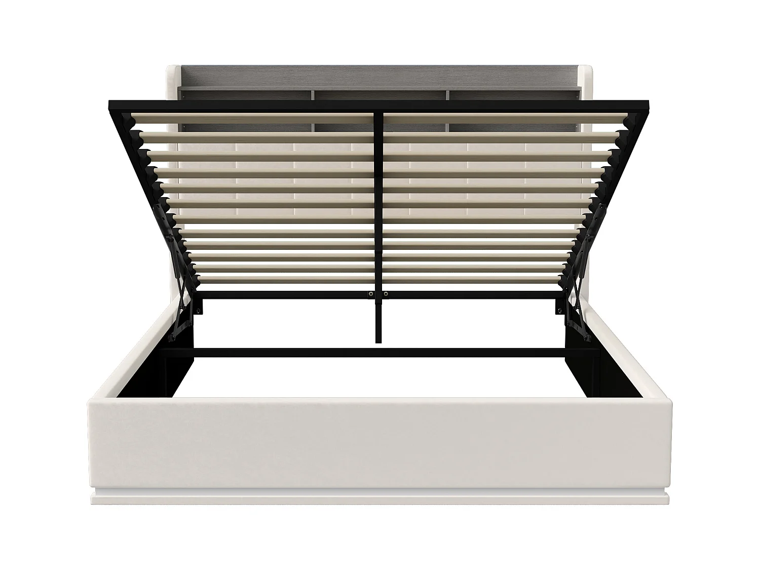 Letto contenitore 160x200 cm con porta USB e LED, letto matrimoniale, struttura letto con base, velluto, bianco