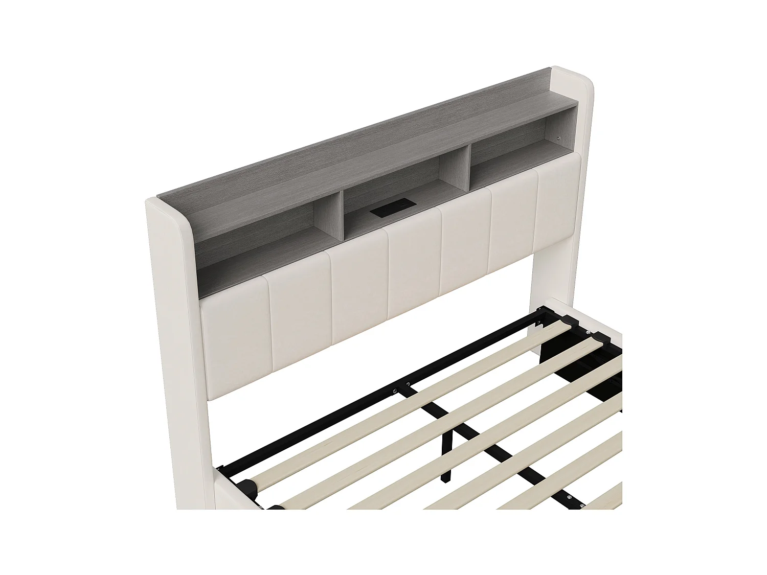 Lit Coffre 140x200 cm avec Prise USB et LED, Lit Double, Cadre de Lit avec Sommier, Velours, Blanc