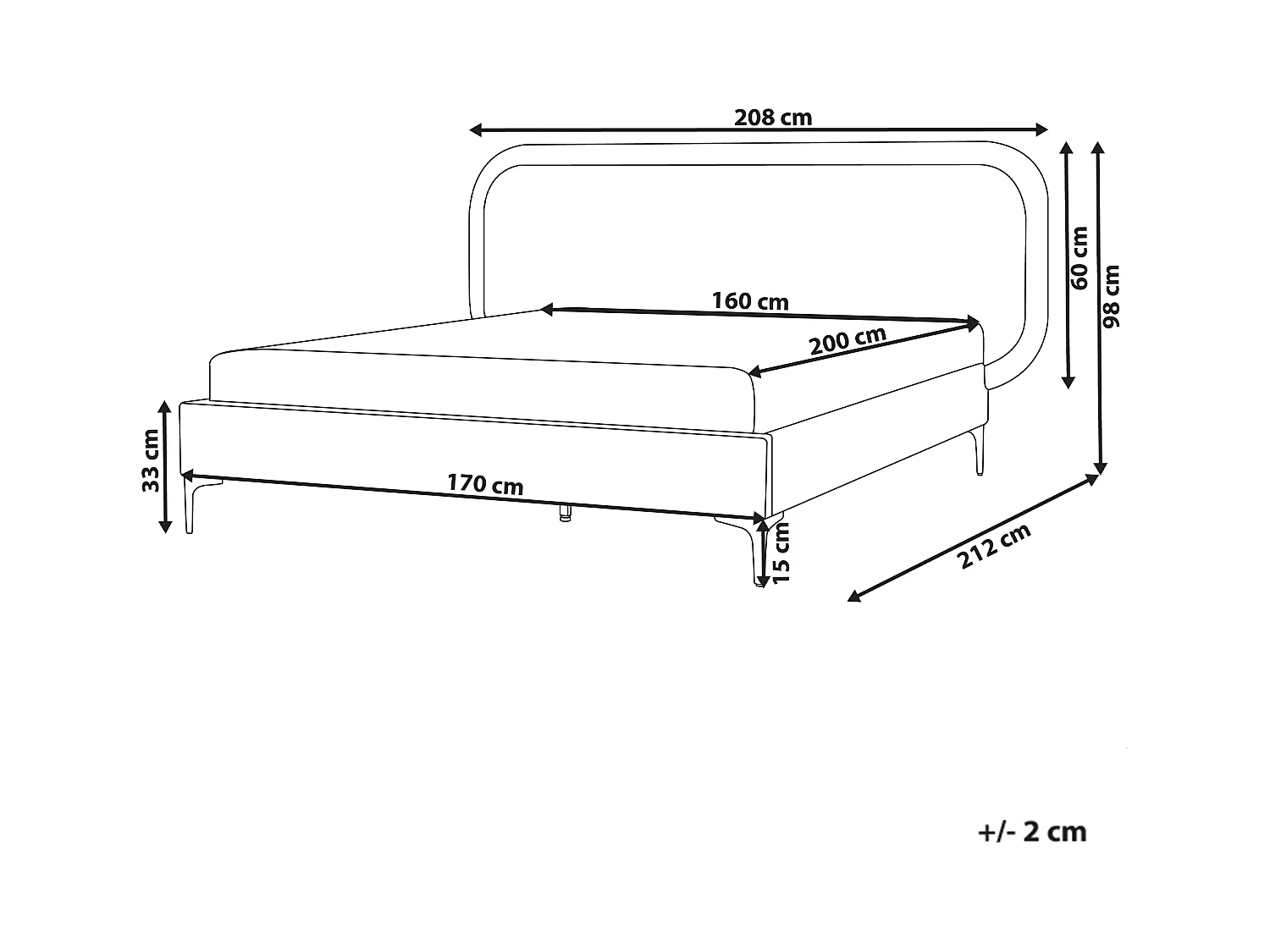 Lit avec sommier Velours SUZETTE 160 x 200 cm Gris clair