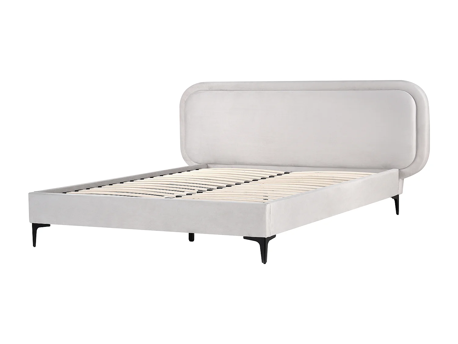 Lit avec sommier Velours SUZETTE 160 x 200 cm Gris clair