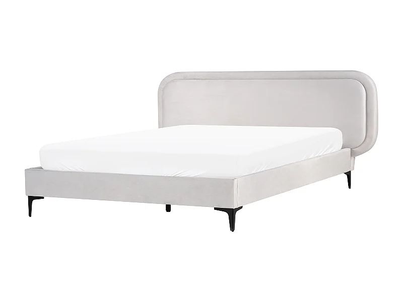 Bed Fluweel SUZETTE 160 x 200 cm Lichtgrijs