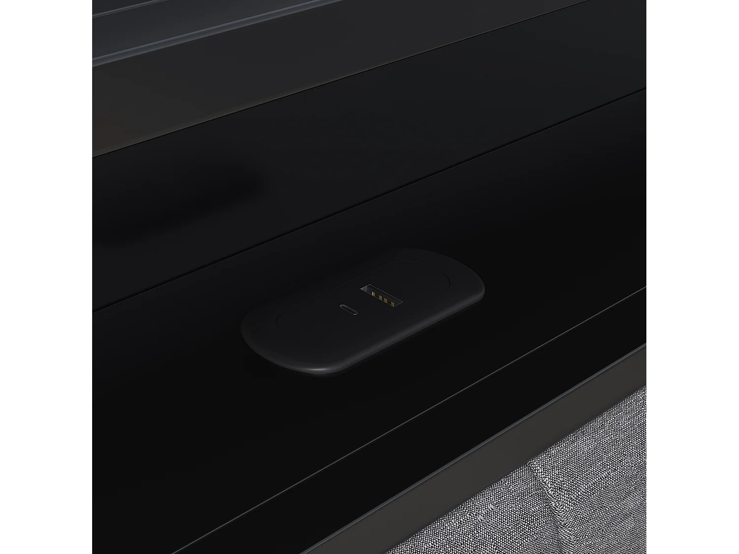 Cama de casal 160x200 cm com estrado de ripas e espaço para arrumação, cama estofada com LED e entrada USB, roupa de cama, cinza