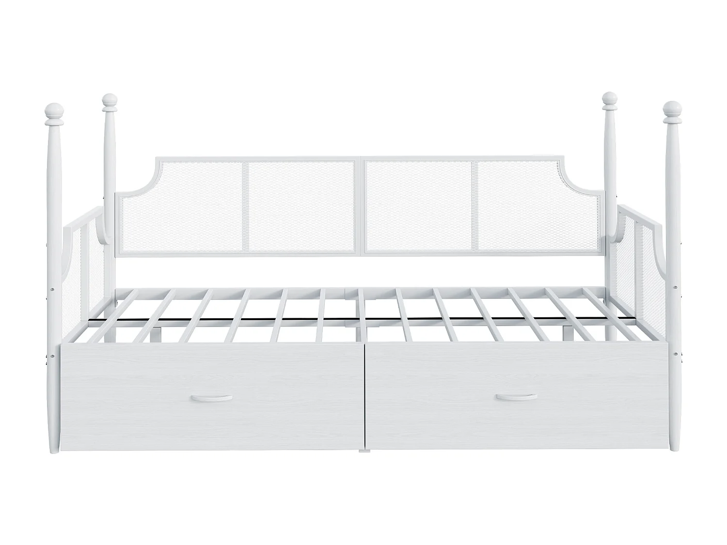 Divano letto in ferro battuto 90x200 cm - con 2 cassetti - struttura metallica - con vano di riporo - bianco