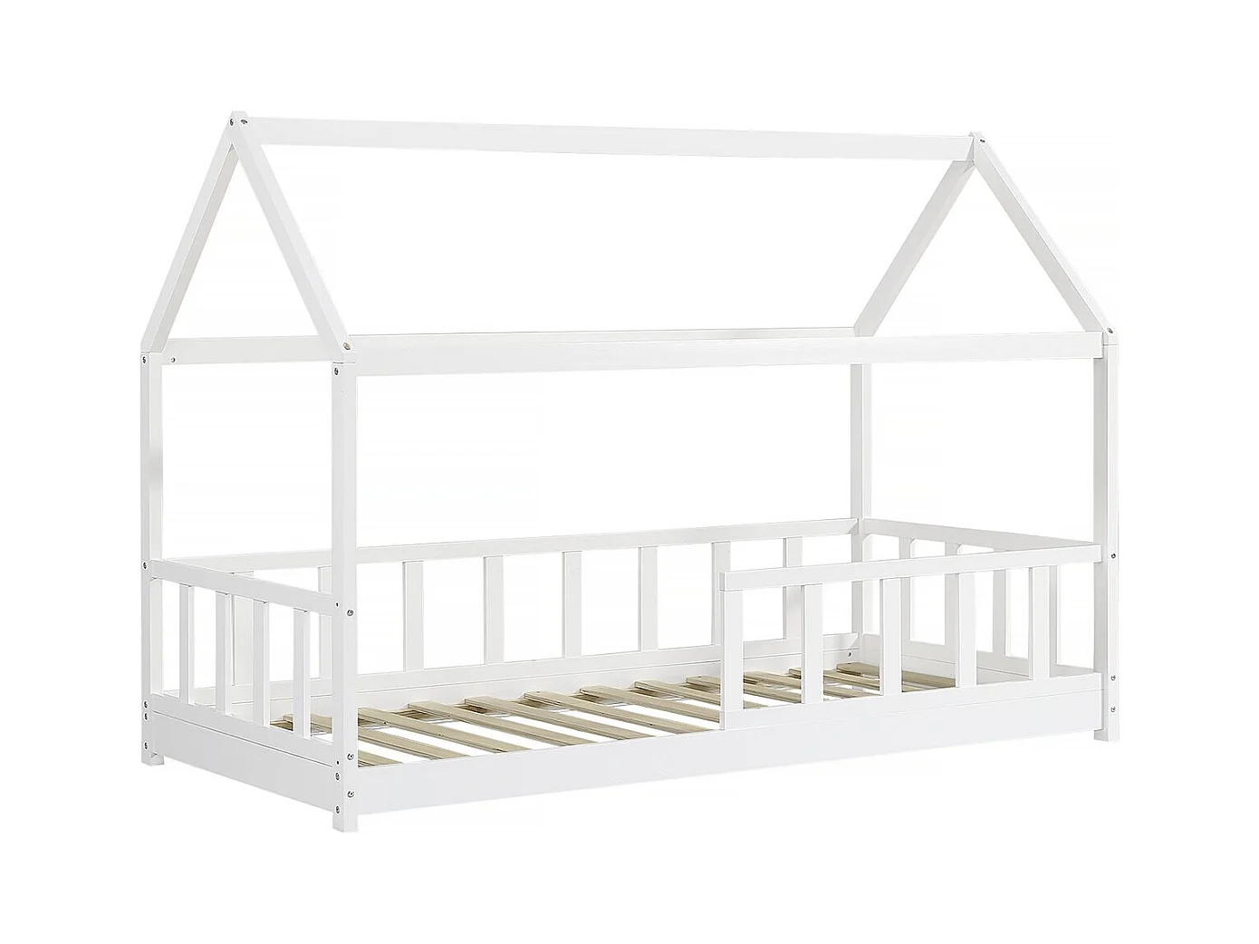 Letto per bambini "Mila" 90x190cm Bianco - Legno Robusto - Sicurezza e Comfort Ottimali