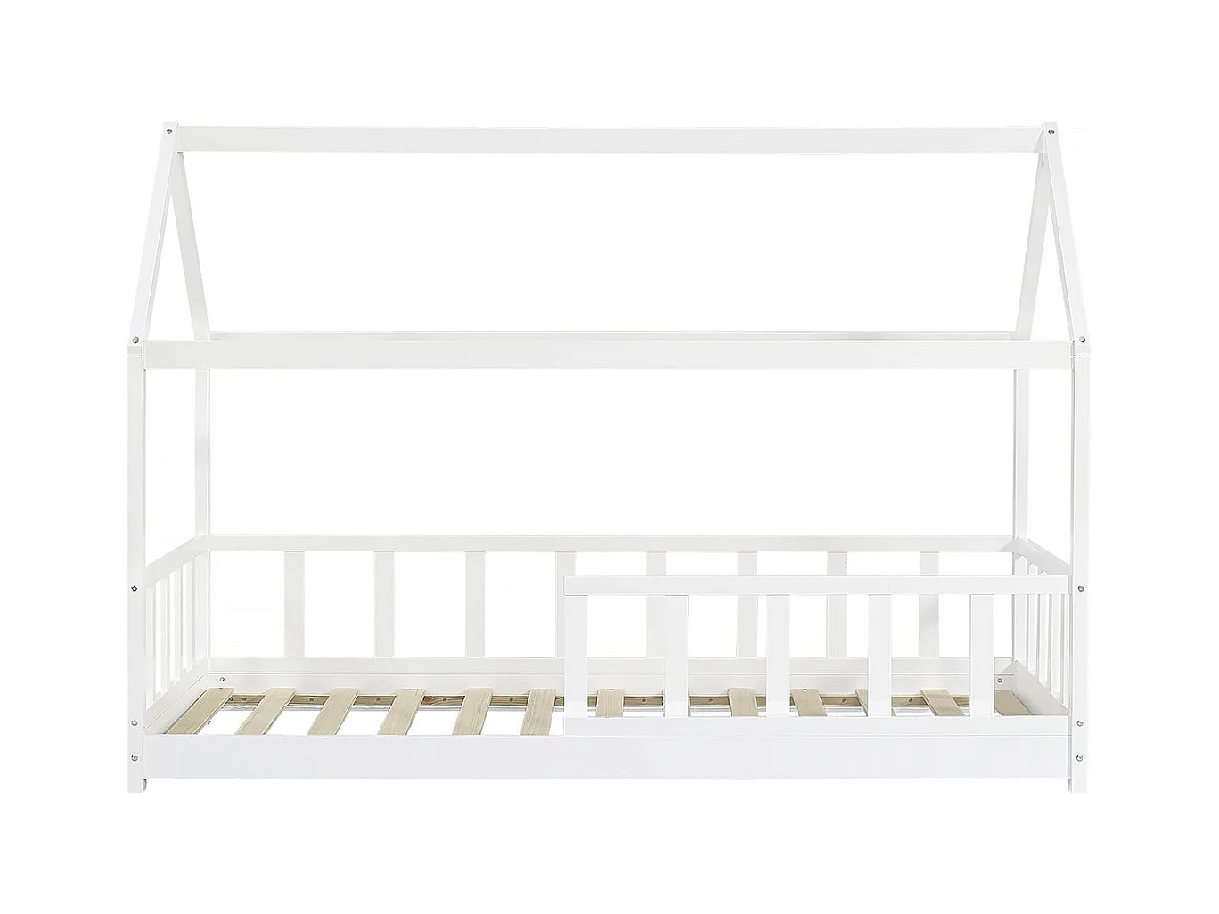 Letto per bambini "Mila" 90x190cm Bianco - Legno Robusto - Sicurezza e Comfort Ottimali