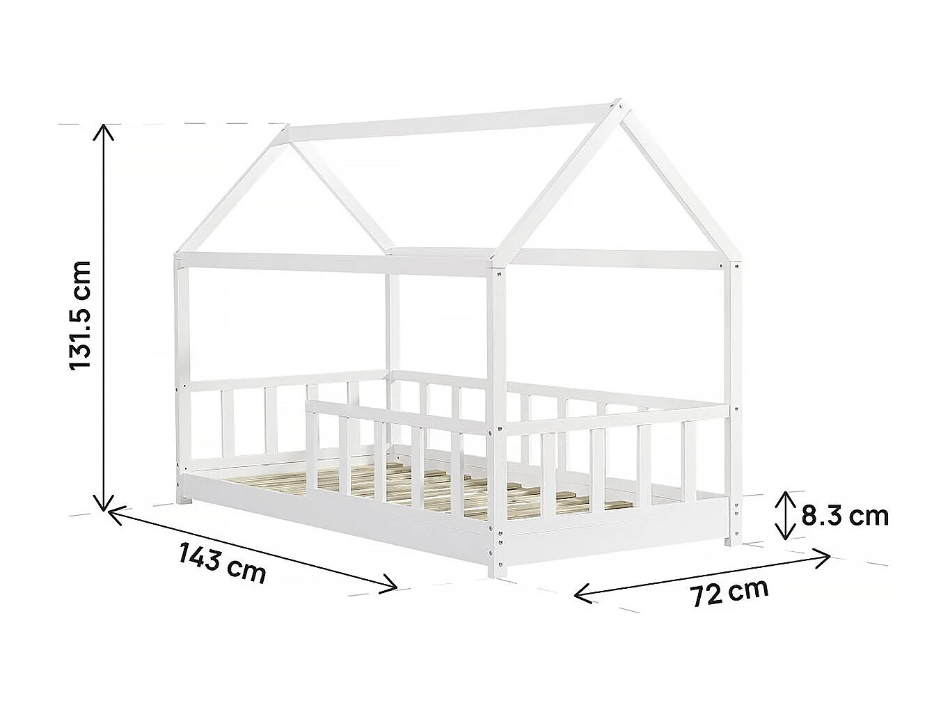 Lit cabane pour enfant "Mila" - 90 x 190 cm - Blanc