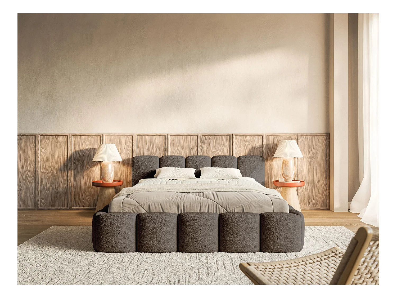 Lit avec coffre 140x200 cm - brun- Cloudy Low