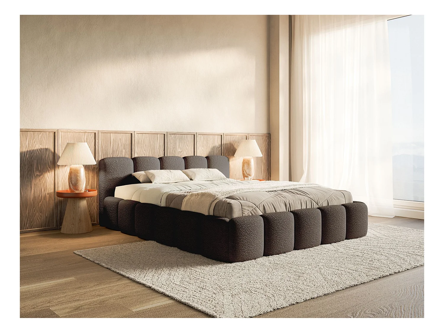 Lit avec coffre 140x200 cm - brun- Cloudy Low