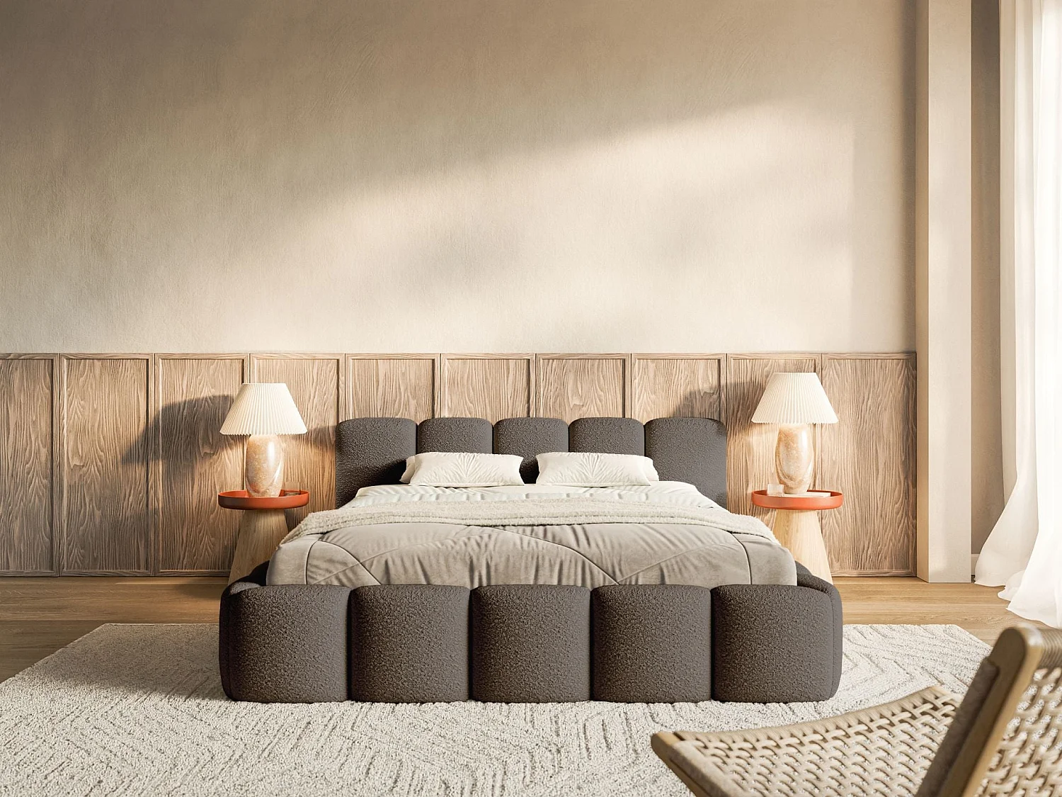 Lit avec coffre 140x200 cm - brun- Cloudy Low