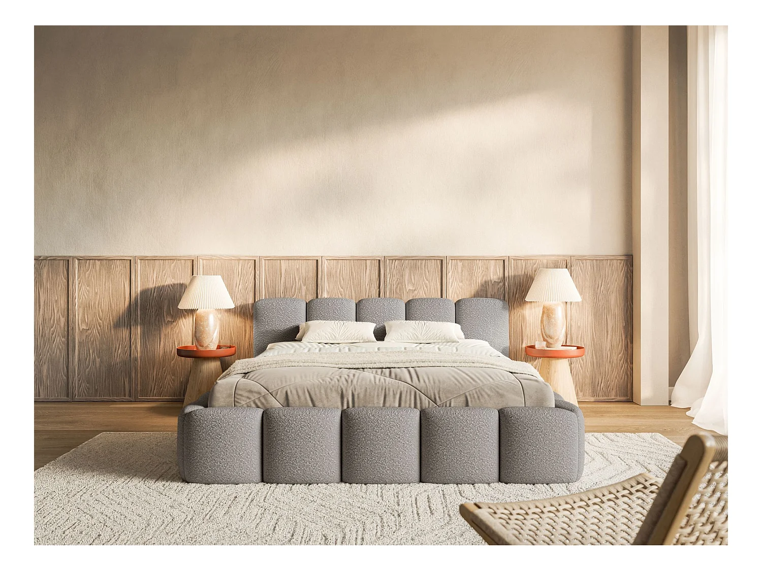 Lit avec coffre 140x200 cm - gris- Cloudy Low