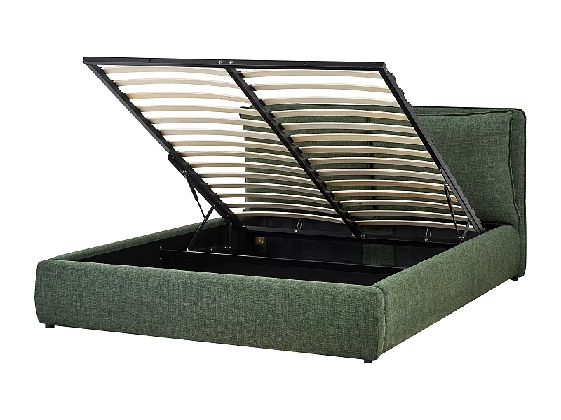 Bed met opbergruimte Stof BAJONNA 160 x 200 cm Donkergroen