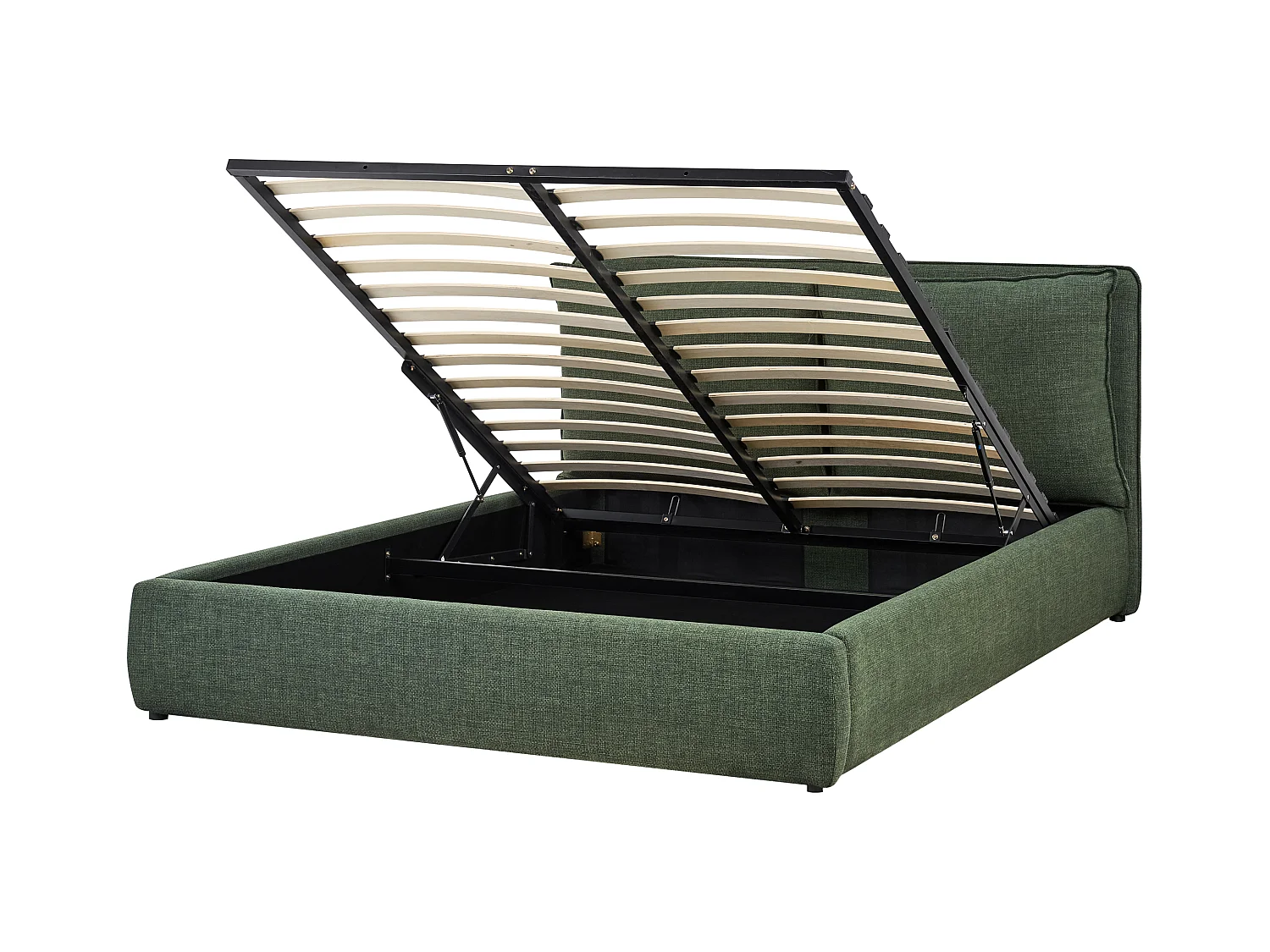 Lit ottoman Tissu BAJONNA 160 x 200 cm Vert foncé