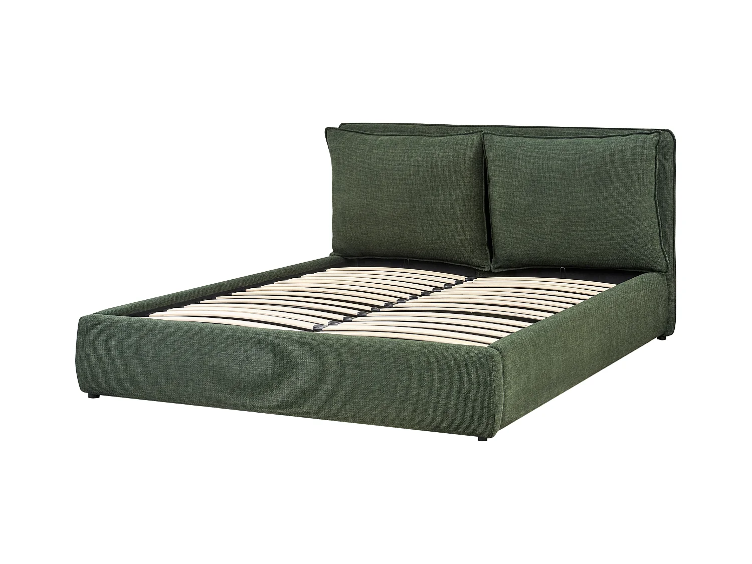Bett mit Stauraum Stoff BAJONNA 160 x 200 cm Dunkelgrün