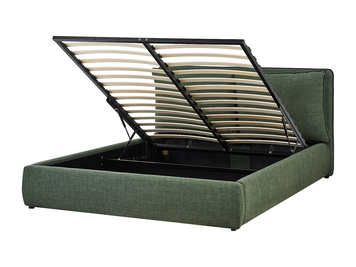 Lit ottoman Tissu BAJONNA 160 x 200 cm Vert foncé