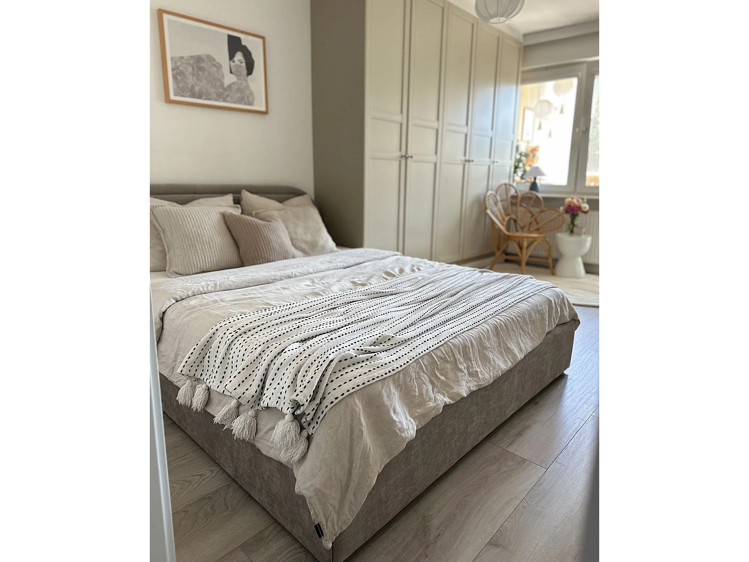 Letto contenitore Tessuto QUILLIEN 160 x 200 cm Tortora