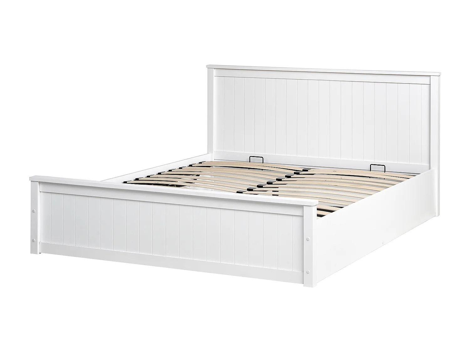 Bett mit Stauraum Kiefernholz LAMBRES 160 x 200 cm Weiss