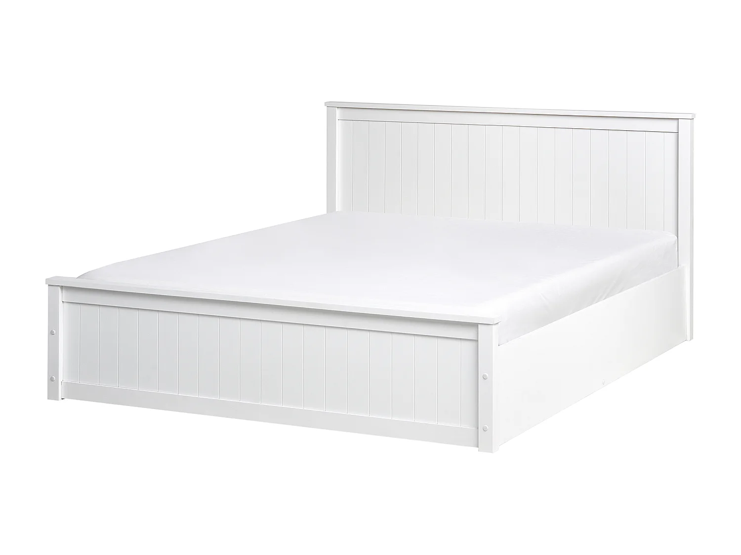 Bett mit Stauraum Kiefernholz LAMBRES 160 x 200 cm Weiss