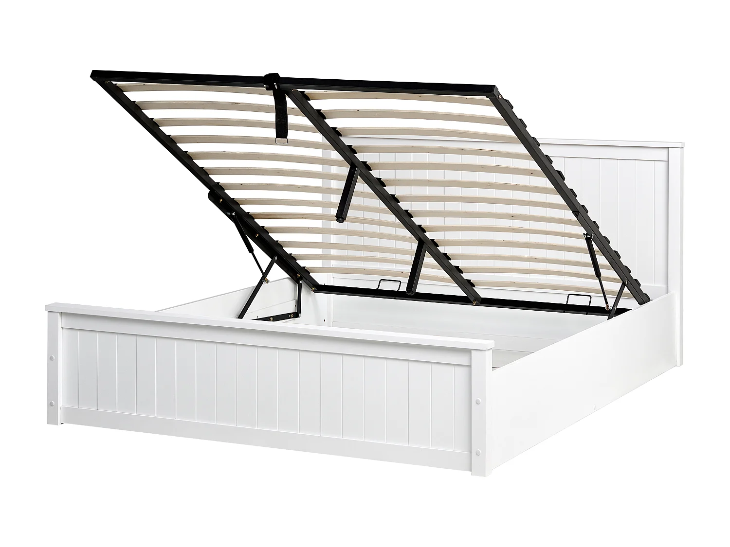 Bed met opbergruimte Dennenhout LAMBRES 160 x 200 cm Wit