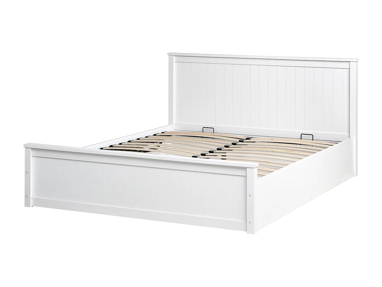 Bed met opbergruimte Dennenhout LAMBRES 160 x 200 cm Wit