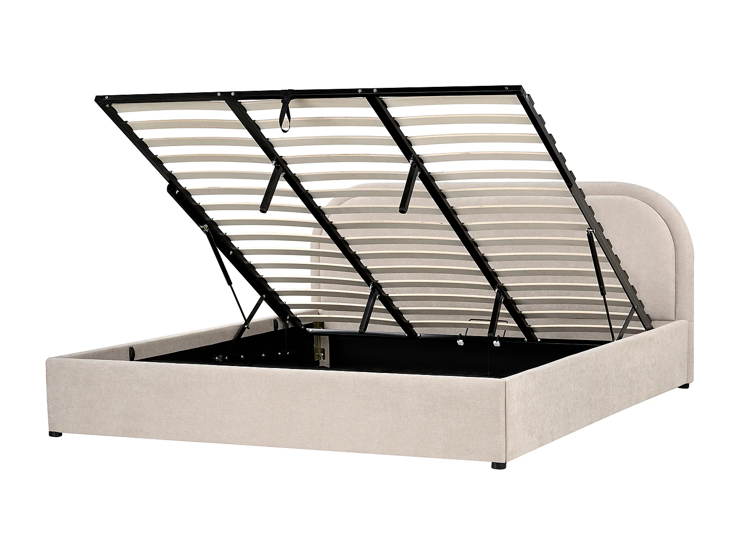 Letto contenitore Tessuto QUILLIEN 180 x 200 cm Beige