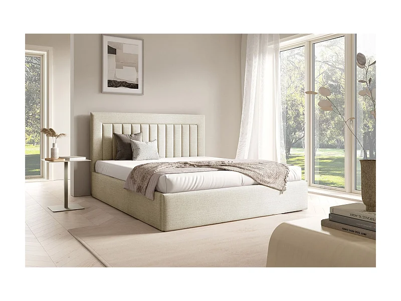 Lit avec coffre 180x200 cm - beige clair - AVERIN