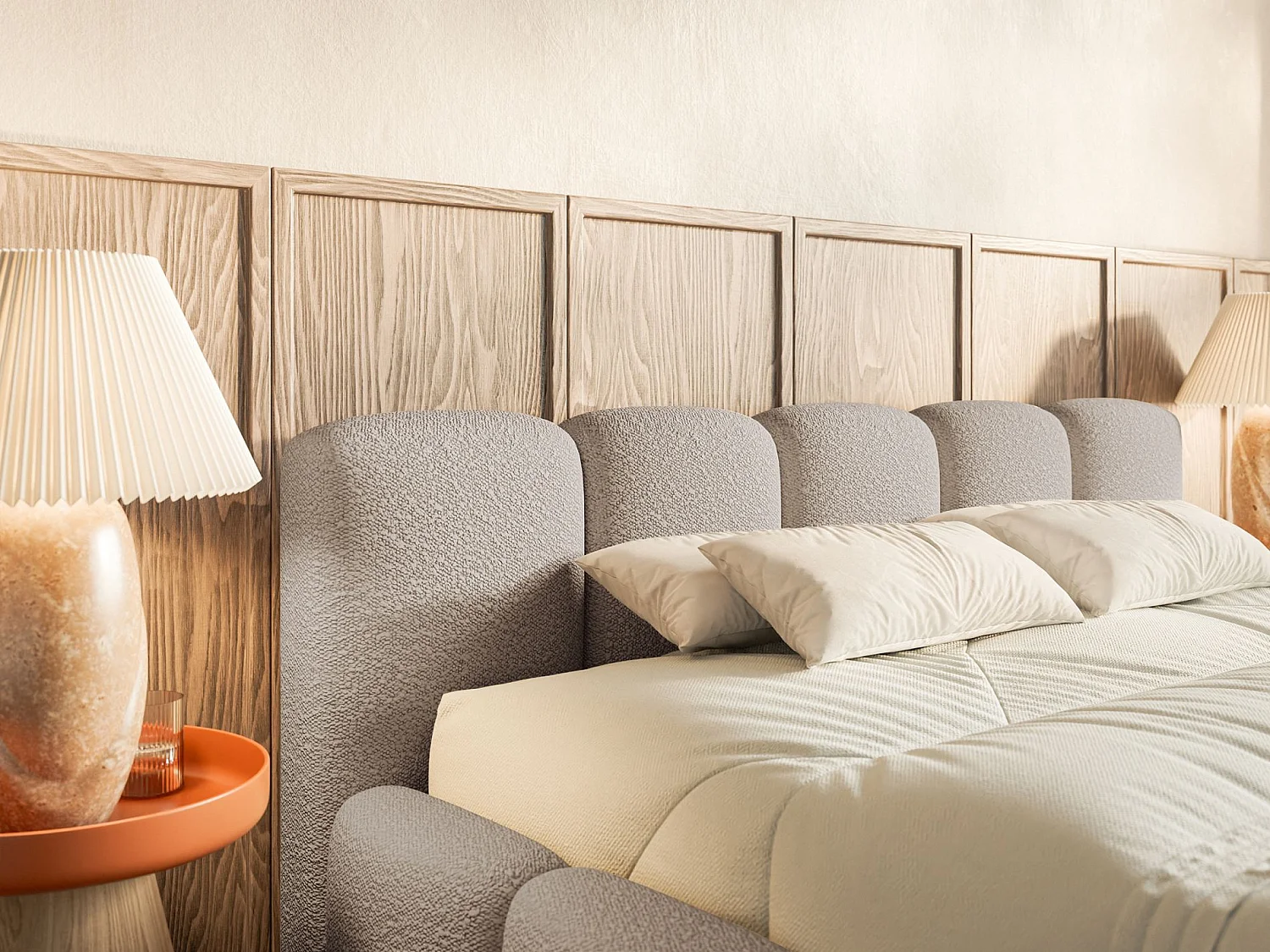 Lit rembourré 200x200 cm - gris clair- Cloudy Low